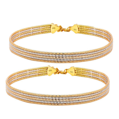 Dual Plated Layered Radiance 925 Sterling Silver Anklet