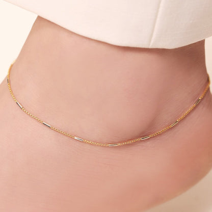 Chic Harmony 925 Sterling Silver Dual Tone Plated Box Chain Anklet