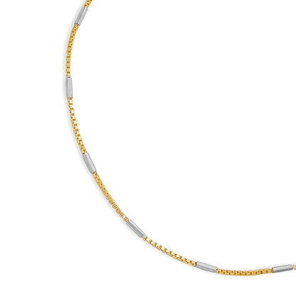 Chic Harmony 925 Sterling Silver Dual Tone Plated Box Chain Anklet