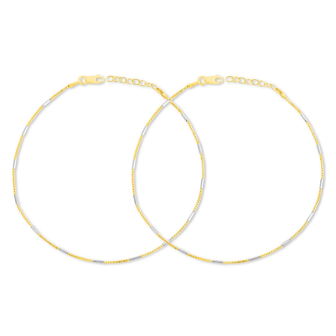 Chic Harmony 925 Sterling Silver Dual Tone Plated Box Chain Anklet
