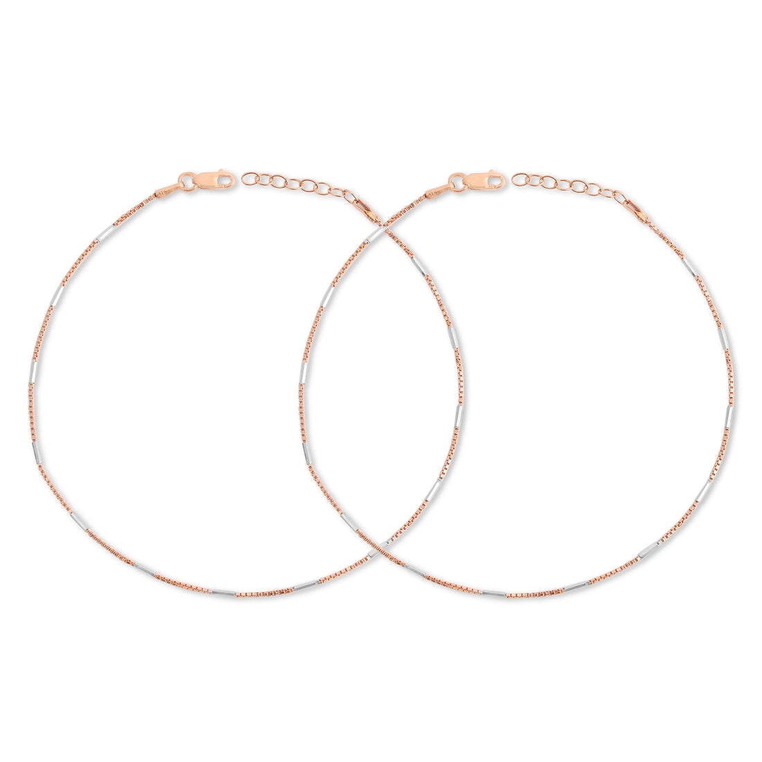 Dual Tone Elegance 925 Sterling Silver Anklet with Box Chain