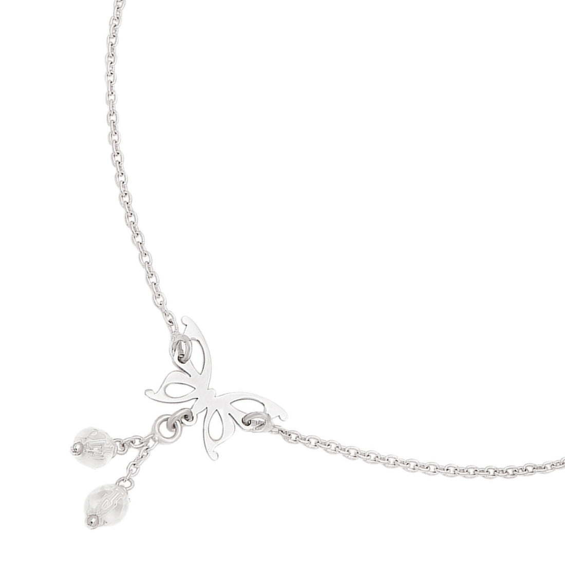 925 Sterling Silver butterfly anklet for women with a delicate chain and dangling beads. – Zavya