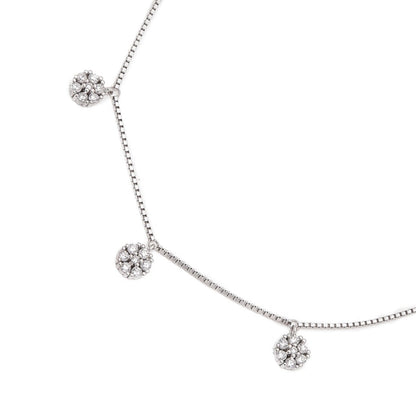 Floral CZ Rhodium Plated 925 Sterling Silver Anklet