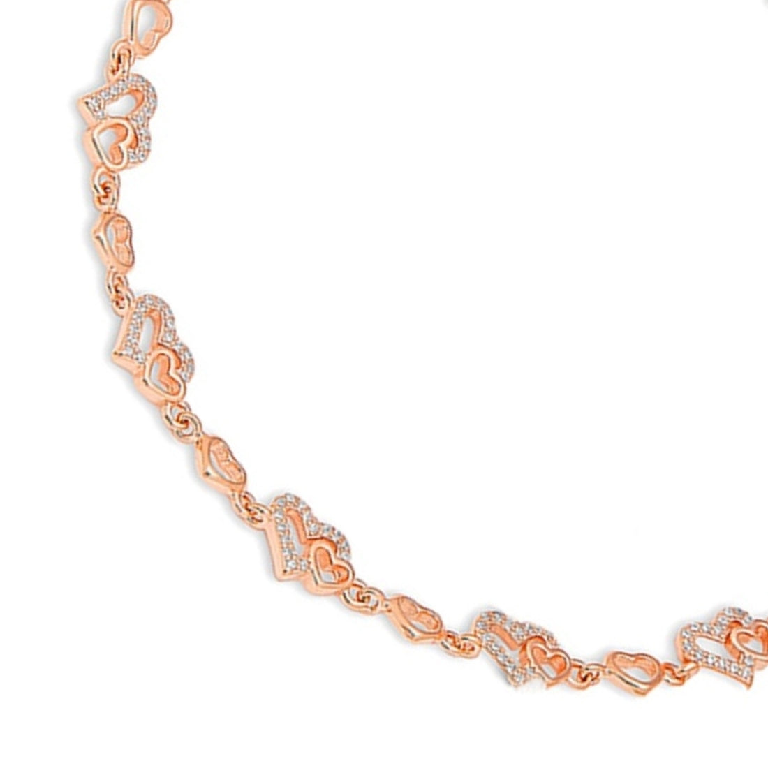 Romantic Heart Rose Gold-Plated 925 Sterling Silver Anklet