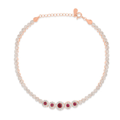 CZ Studded Rose Gold 925 Sterling Silver Chain Anklet