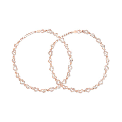Heartfelt Charm Rose Gold Plated 925 Sterling Silver Anklet