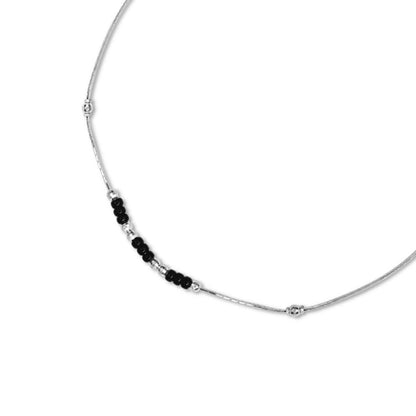 925 Sterling Silver anklet for women featuring a delicate chain with triple black beads – Zavya
