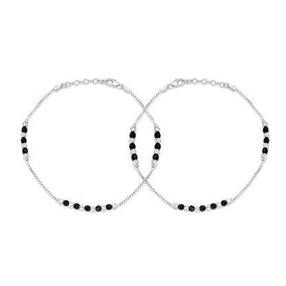 Chic 925 Sterling Silver Rhodium Plated Box Chain Anklet