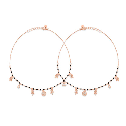 Charming 925 Sterling Silver Rose Gold Plated Anklet