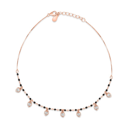 Romantic 925 Sterling Silver Heart Rose Gold Plated Anklet