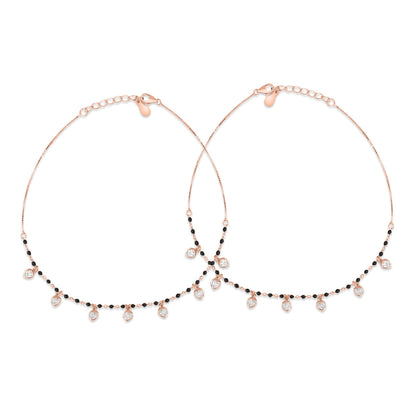 Romantic 925 Sterling Silver Heart Rose Gold Plated Anklet