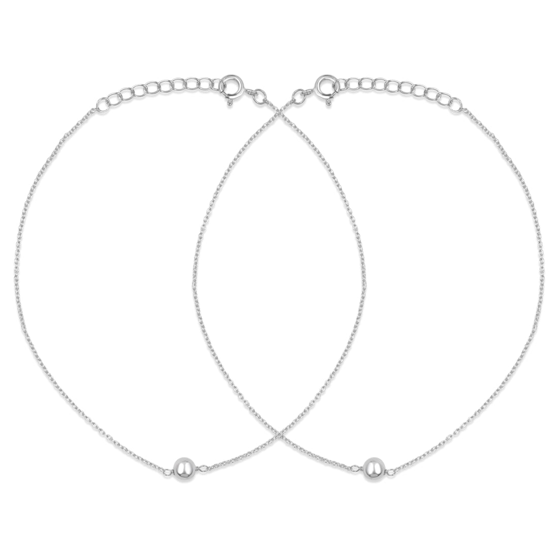Minimalist Rhodium Plated 925 Sterling Silver Adjustable Link Chain Anklet