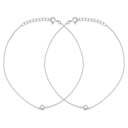 Minimalist Rhodium Plated 925 Sterling Silver Adjustable Link Chain Anklet