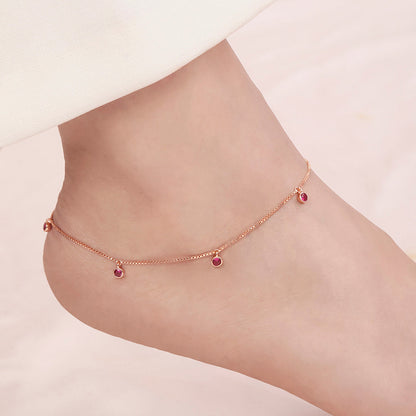 Classic Rose Gold Plated 925 Sterling Silver Anklet