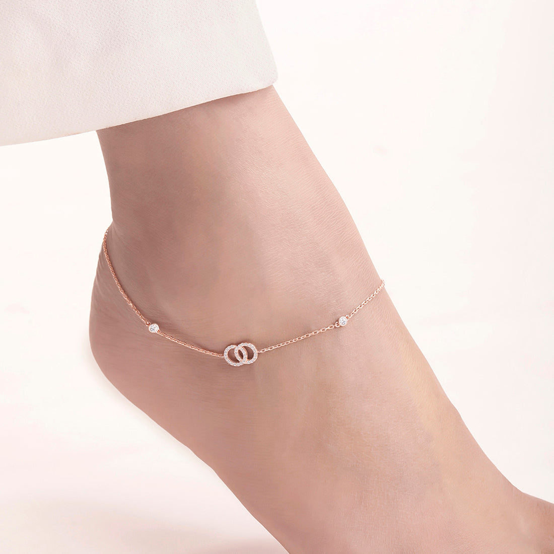 Interlinked Rose Gold Plated 925 Sterling Silver Anklet