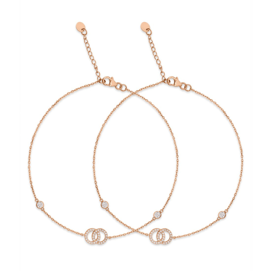 Interlinked Rose Gold Plated 925 Sterling Silver Anklet