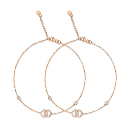 Interlinked Rose Gold Plated 925 Sterling Silver Anklet