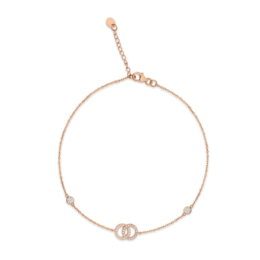 Interlinked Rose Gold Plated 925 Sterling Silver Anklet