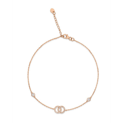 Interlinked Rose Gold Plated 925 Sterling Silver Anklet