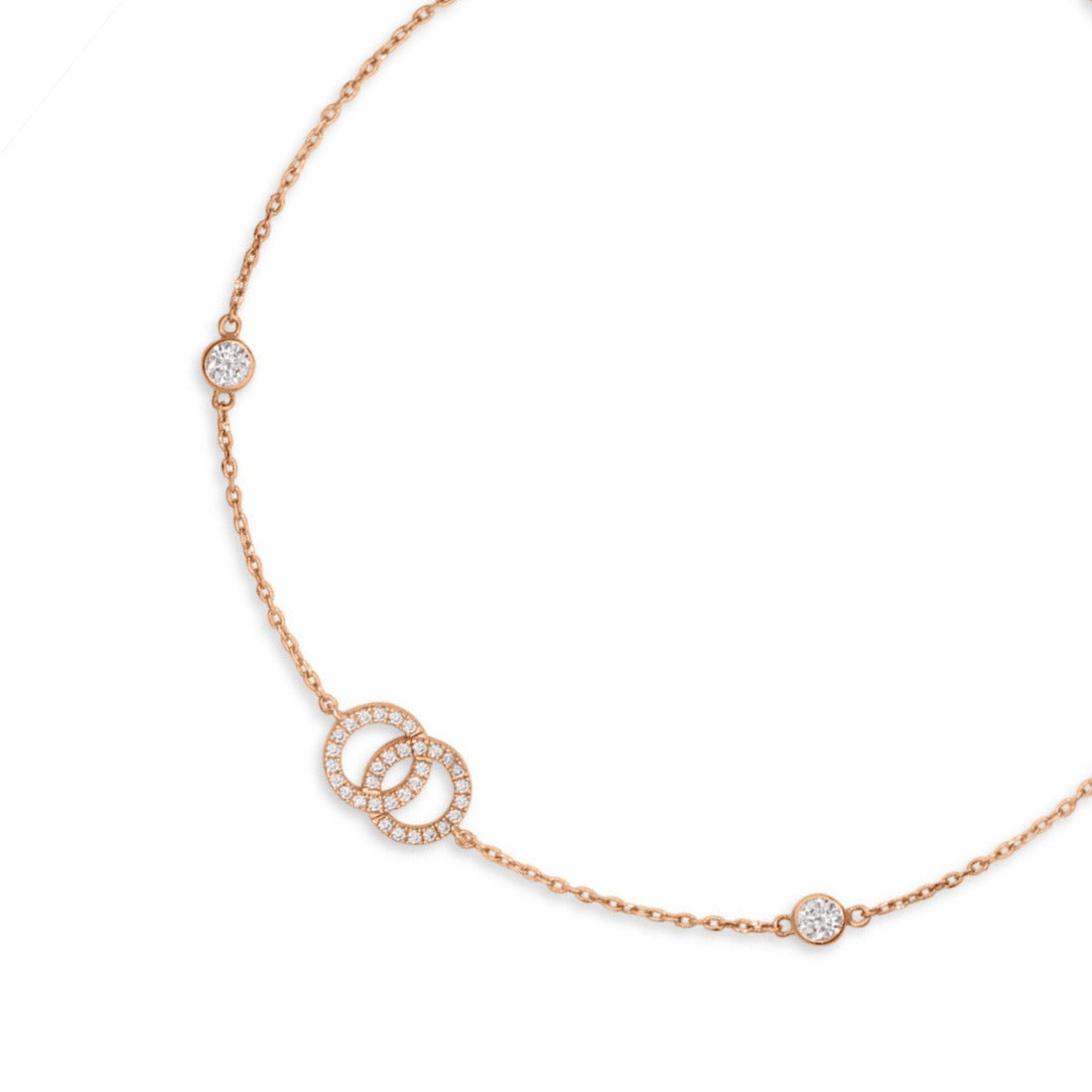 Interlinked Rose Gold Plated 925 Sterling Silver Anklet