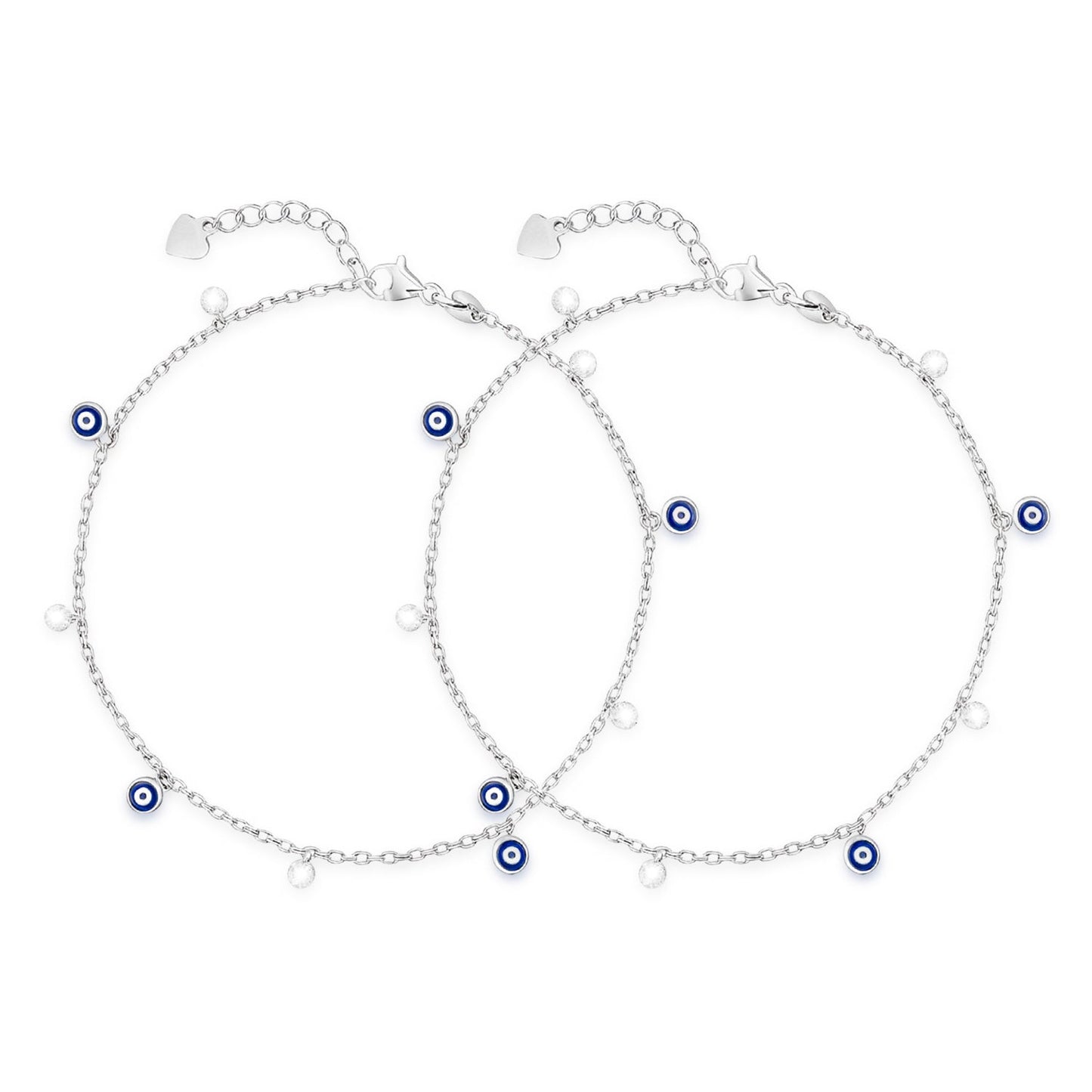 No Evil Eye On You Rhodium Plated Anklet