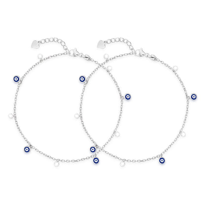 No Evil Eye On You Rhodium Plated Anklet