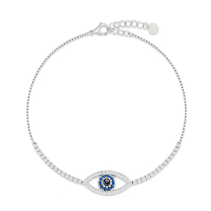 The Lucky Evil Eye Rhodium Plated Anklet