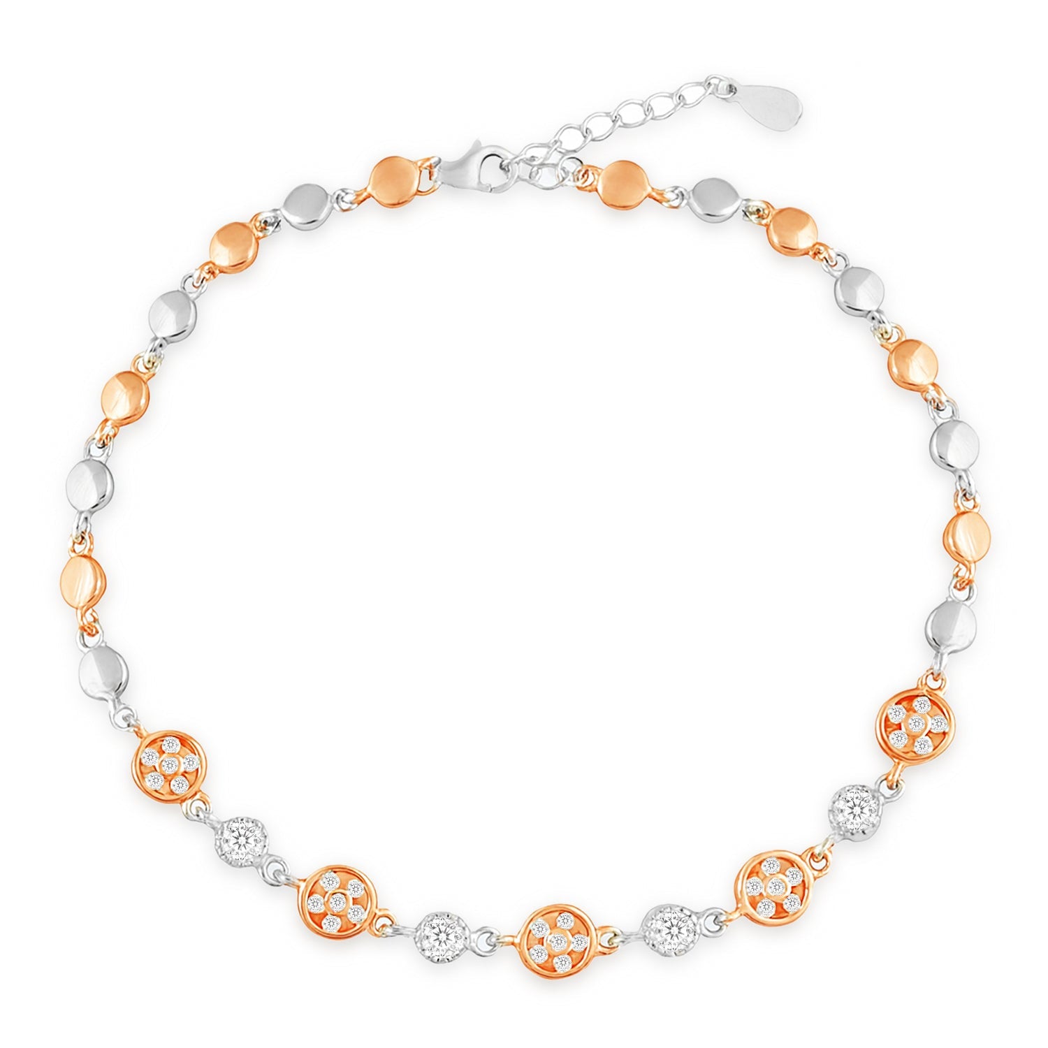 When Silver Met Rose Dual Plated Anklet