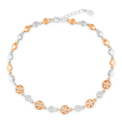 When Silver Met Rose Dual Plated Anklet
