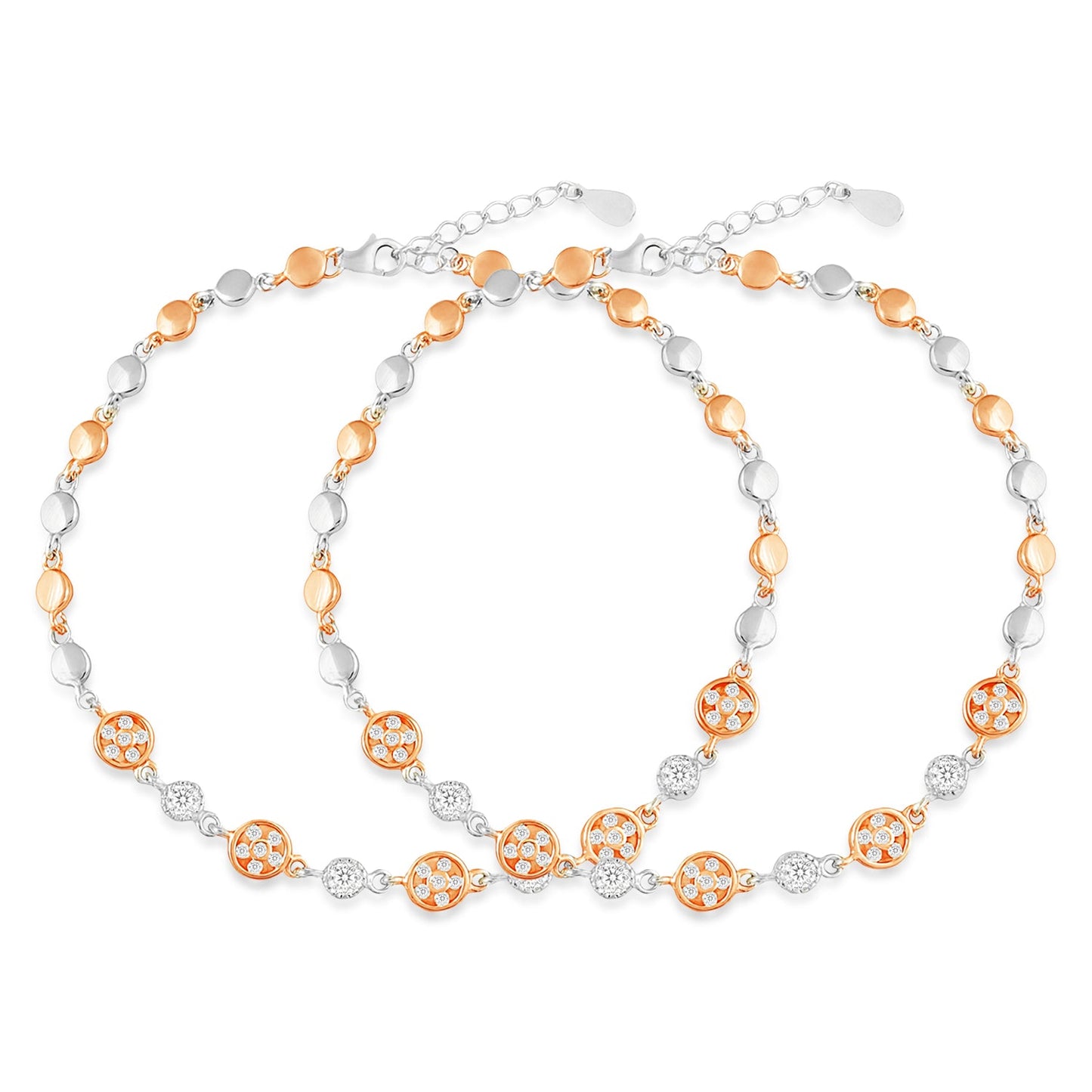 When Silver Met Rose Dual Plated Anklet