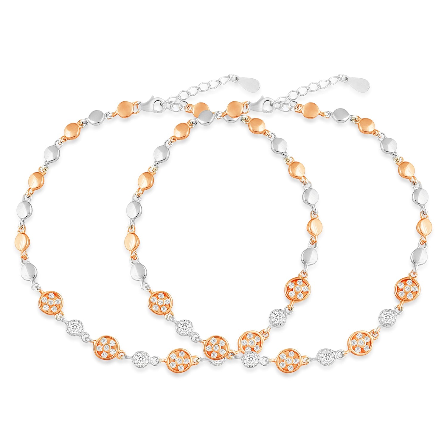 When Silver Met Rose Dual Plated Anklet