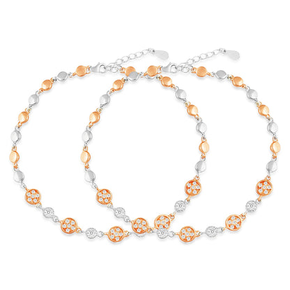 When Silver Met Rose Dual Plated Anklet