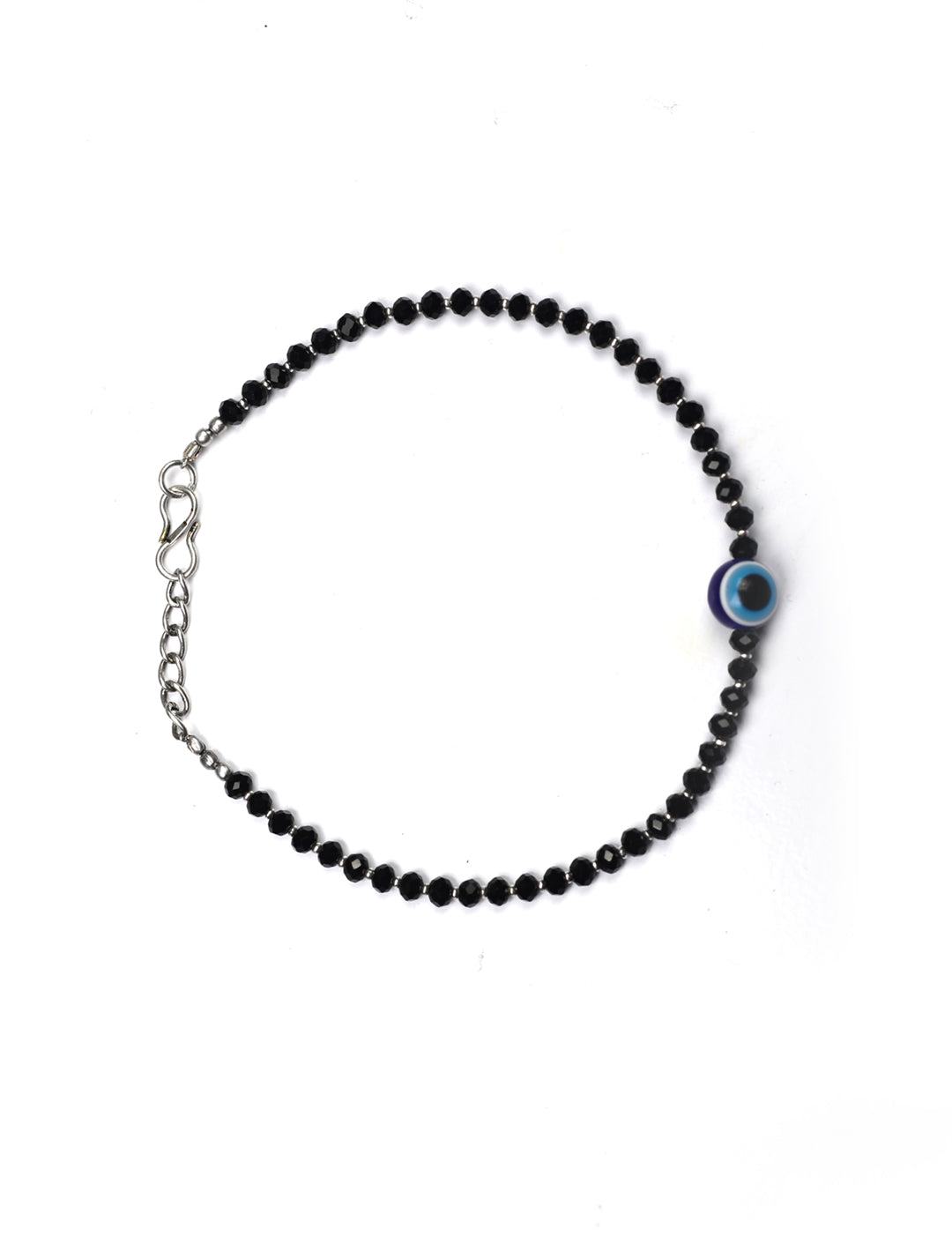 Black Beads Silver Plated Traditional Anklets
