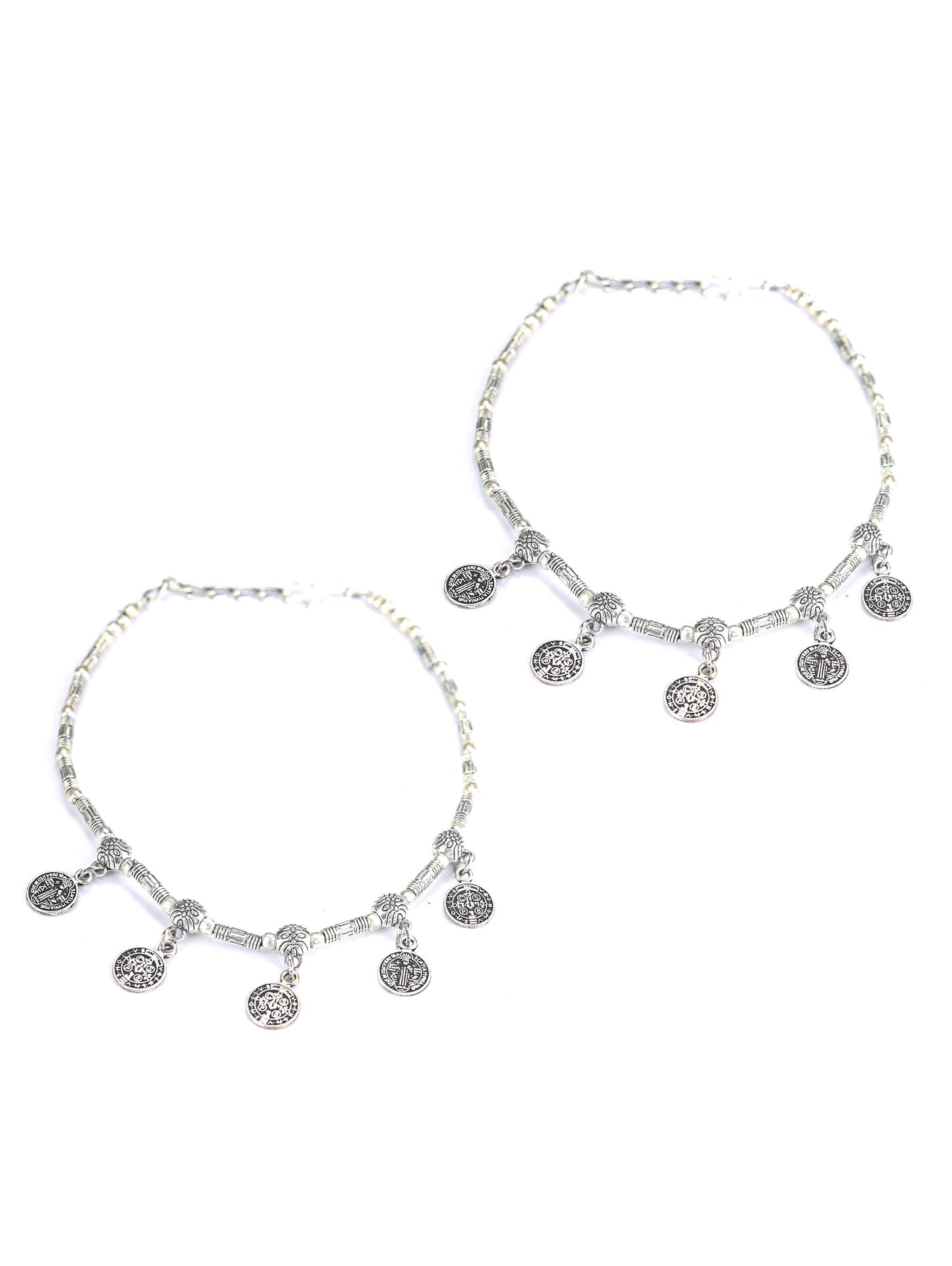German Silver Plated Oxidized Anklets