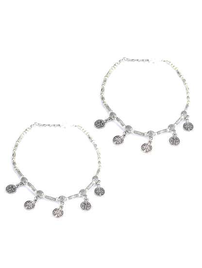 German Silver Plated Oxidized Anklets
