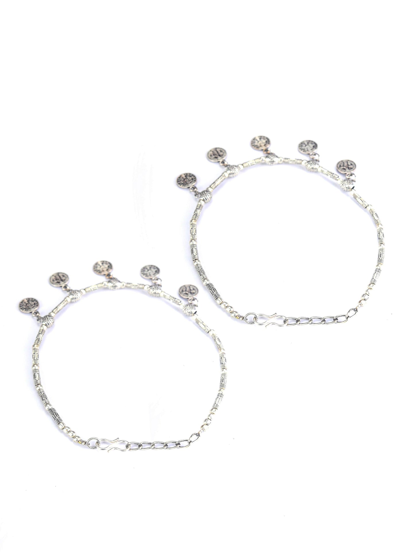 German Silver Plated Oxidized Anklets