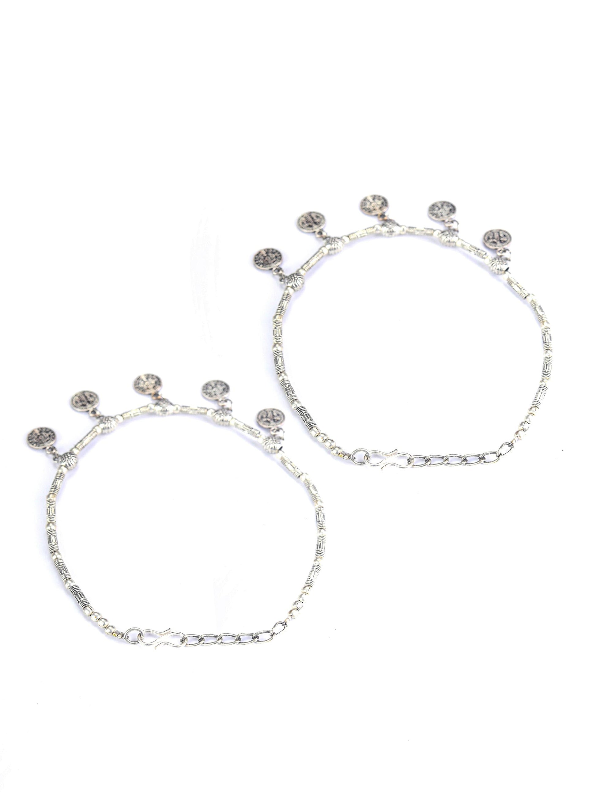 German Silver Plated Oxidized Anklets