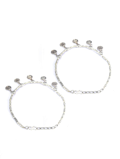 German Silver Plated Oxidized Anklets