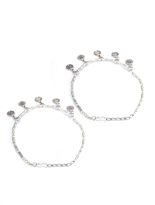German Silver Plated Oxidized Anklets