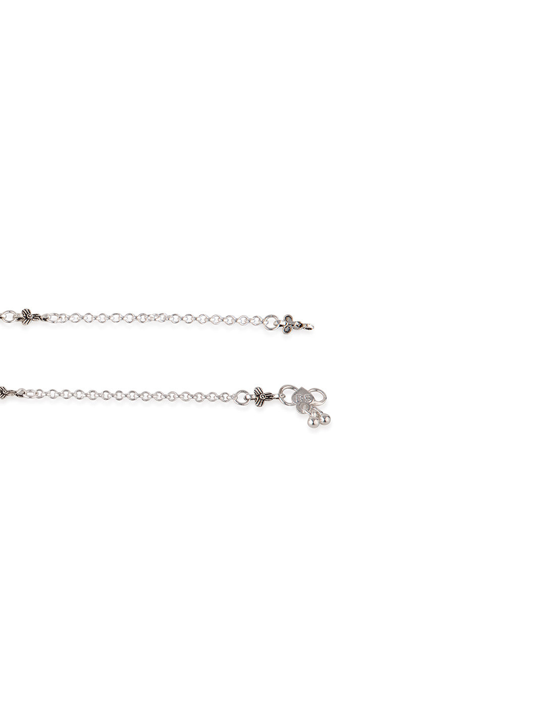 Priyaasi Silver Plated Minimal Anklet Set of 2