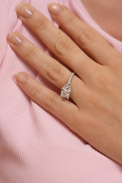 Toi Et Moi Heart Emerald Diamond Solitaire Ring | Daily Wear