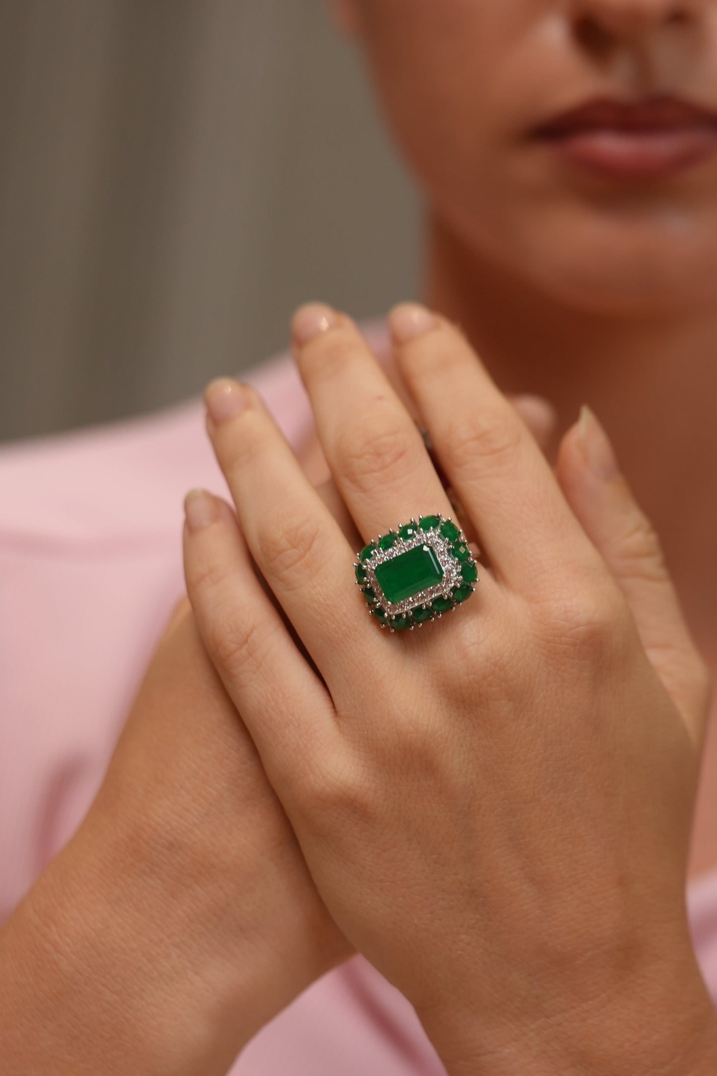 Orry Coloured Stone Cocktail Diamond Ring | Adjustable