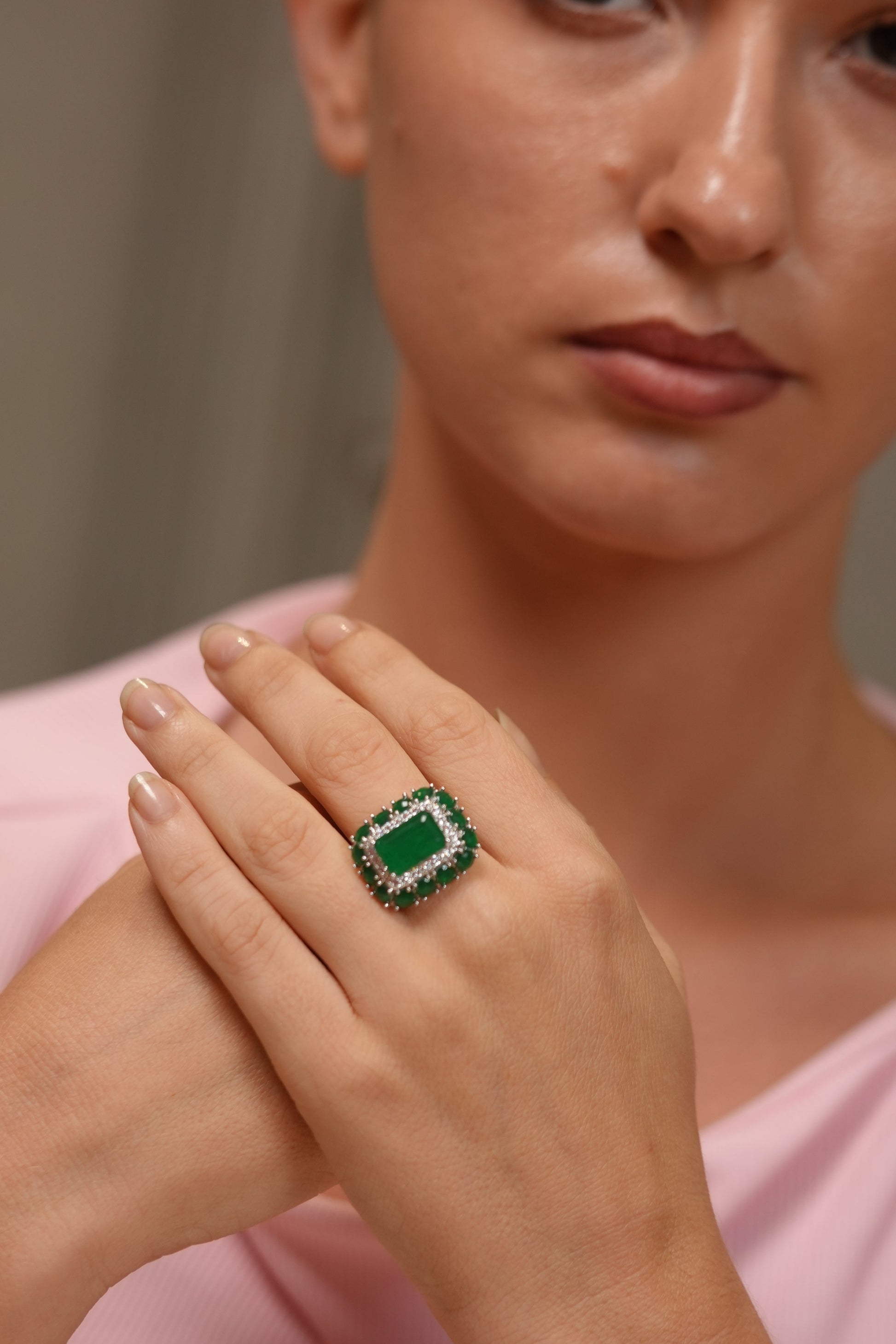 Orry Coloured Stone Cocktail Diamond Ring | Adjustable