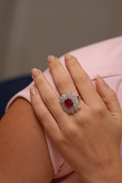 Ray Big Diamond Coloured Cocktail Ring | Adjustable