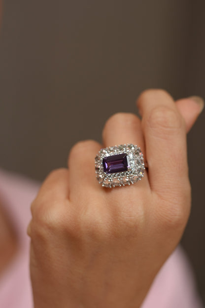Orry Coloured Stone Cocktail Diamond Ring | Adjustable