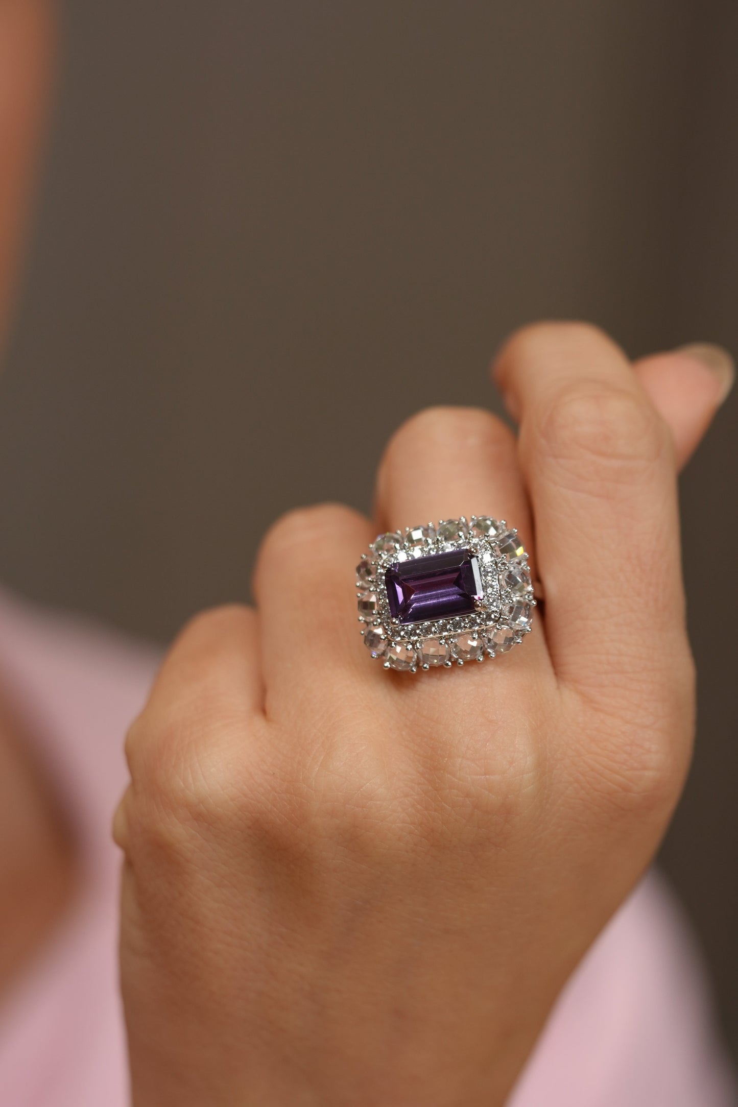 Orry Coloured Stone Cocktail Diamond Ring | Adjustable