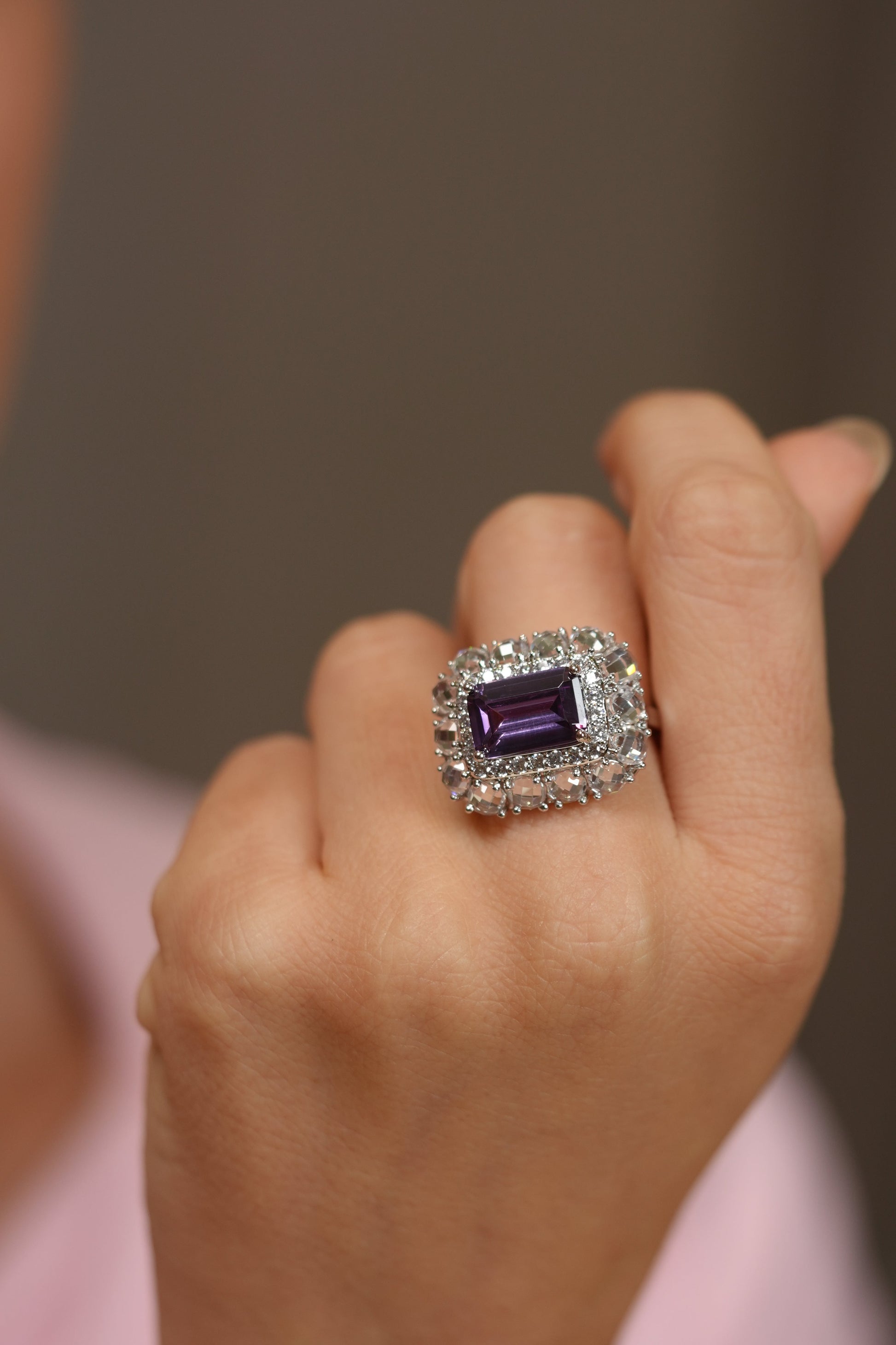 Orry Coloured Stone Cocktail Diamond Ring | Adjustable