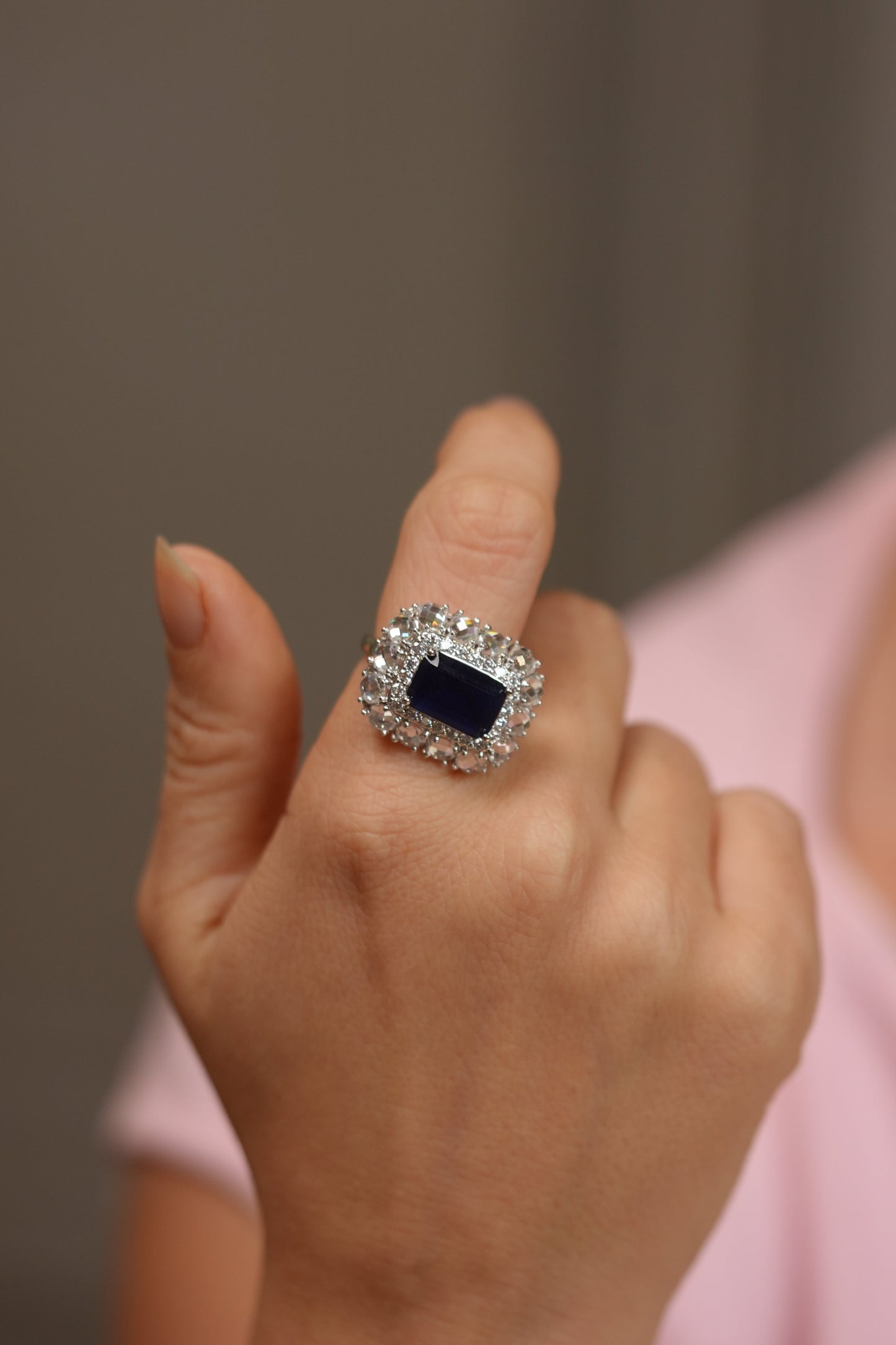 Orry Coloured Stone Cocktail Diamond Ring | Adjustable