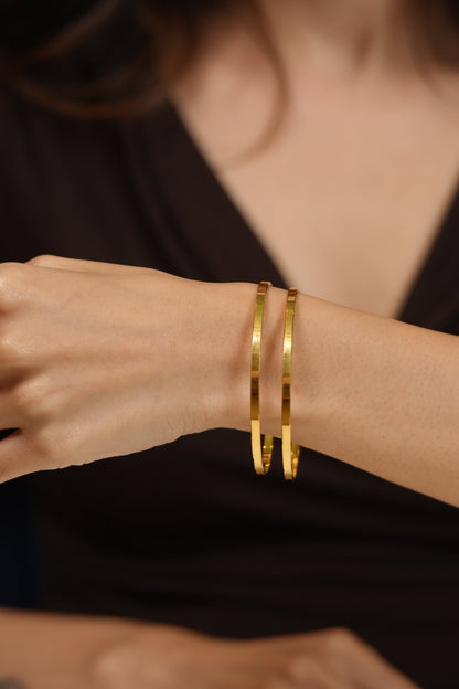 Prita Thin Gold CNC Gold Plated Classic Bangle Set
