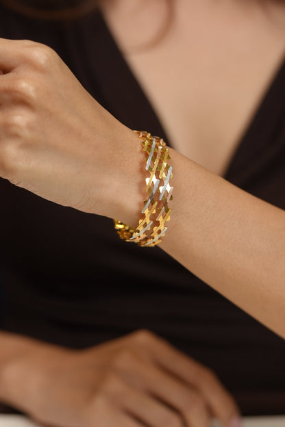 Amrita Tri Plating CNC Gold Plated bangle Set